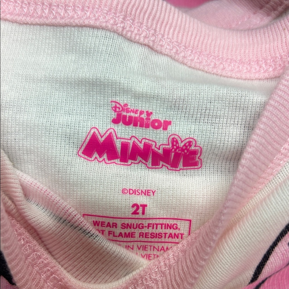 Disney Minnie Mouse Pink and White Kids Pajama Set - Picture 2 of 2
